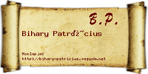 Bihary Patrícius névjegykártya